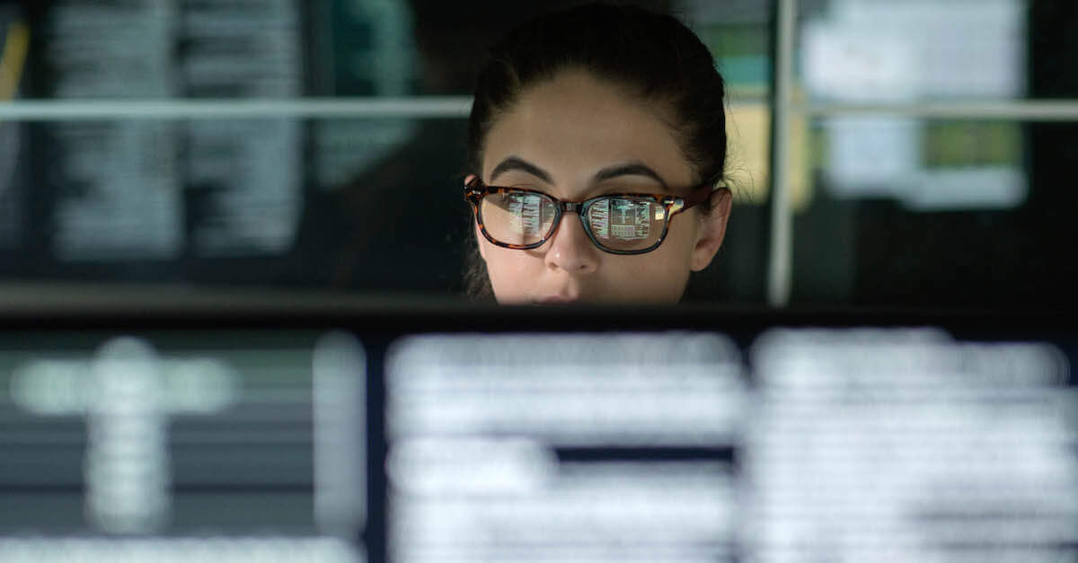 CDO: this is a woman looking at data on a computer monitor